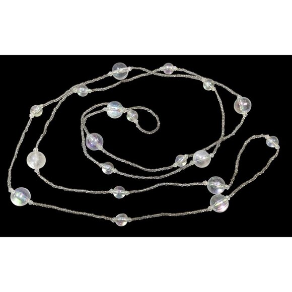 Clear Beaded Aurora Borealis Shimmer Necklace - Picture 1 of 6